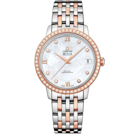 DE VILLE PRESTIGE 33 MM STAINLESS STEEL - RED GOLD WITH MOTHER OF PEARL DIAL