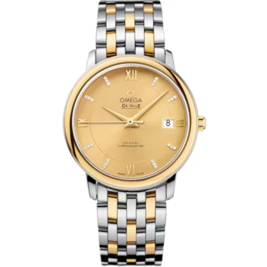 DE VILLE PRESTIGE 37 MM STAINLESS STEEL - YELLOW GOLD WITH YELLOW DIAL