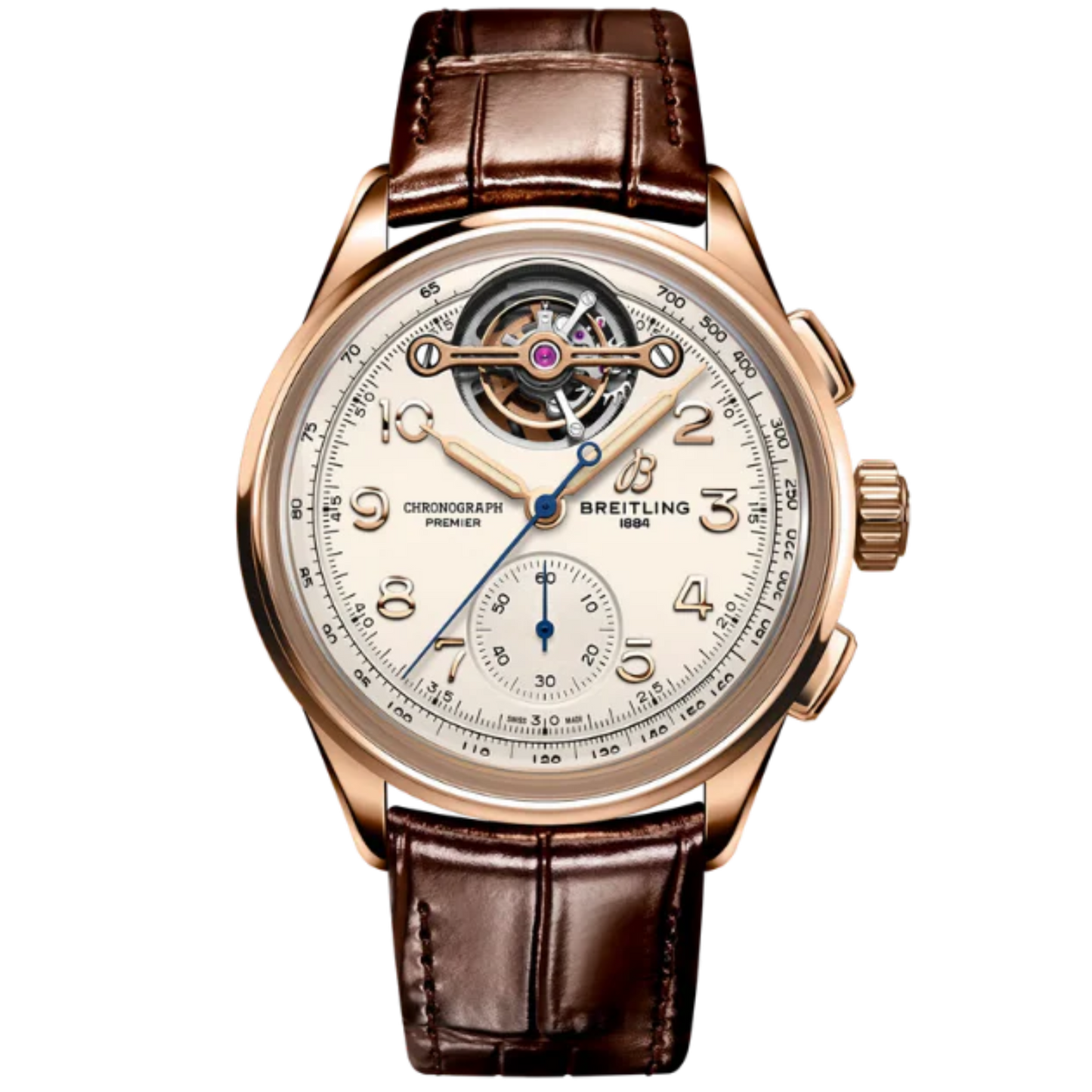 PREMIER B21 CHRONOGRAPH TOURBILLON LEON BREITLING 42 MM 18K ROSE GOLD WITH CREAM DIAL