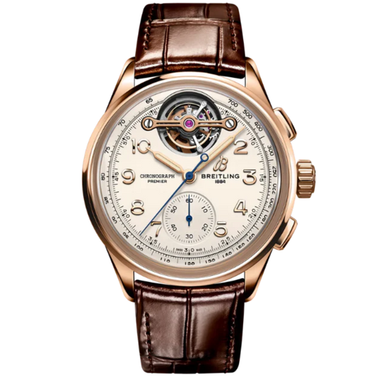 PREMIER B21 CHRONOGRAPH TOURBILLON LEON BREITLING 42 MM 18K ROSE GOLD WITH CREAM DIAL