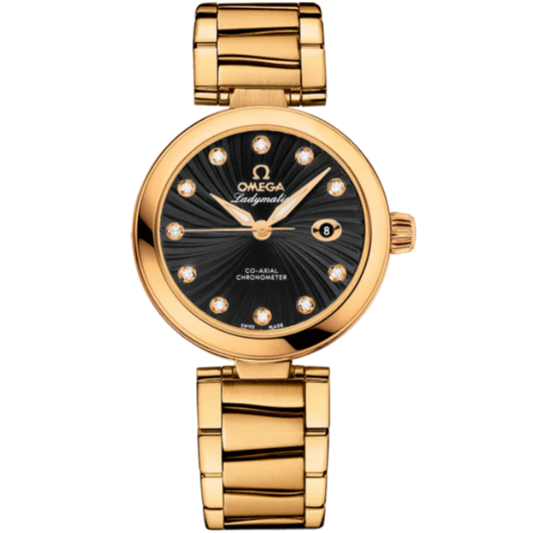 DE VILLE LADYMATIC 34 MM YELLOW GOLD WITH BLACK DIAL