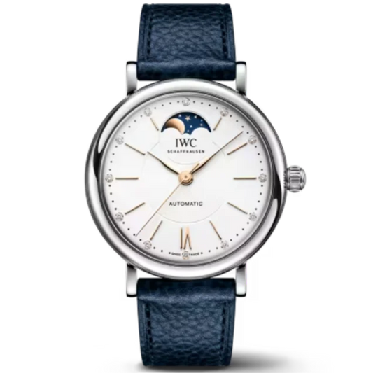 PORTOFINO AUTOMATIC MOON PHASE 37 MM STAINLESS STEEL WITH WHITE DIAL