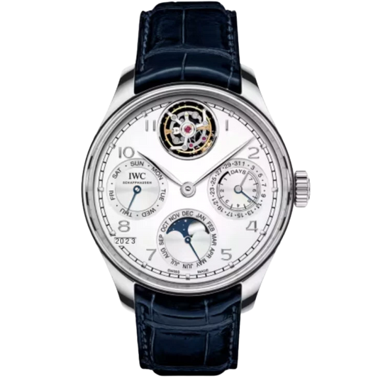 PORTUGIESER PERPETUAL CALENDAR TOURBILLON BOUTIQUE EDITION 45 MM PLATINUM WITH WHITE DIAL