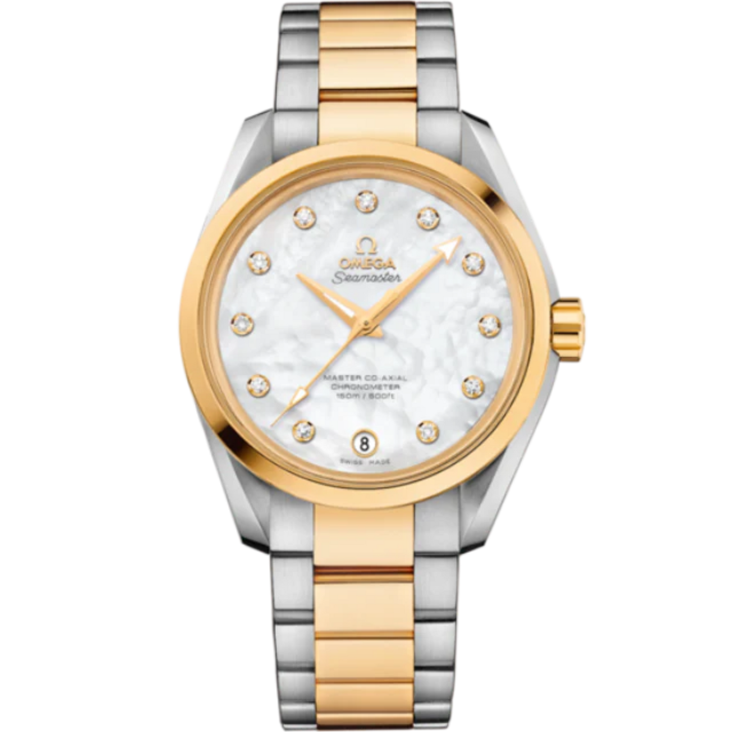 SEAMASTER AQUA TERRA 150M 38 MM STAINLESS STEEL - YELLOW GOLD WITH MOTHER OF PEARL DIAL