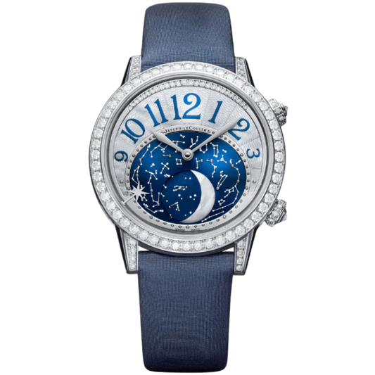 RENDEZ-VOUS JEWELLERY MOON 36 MM 18K WHITE GOLD WITH SILVER GREY GUILLOCHE DIAL