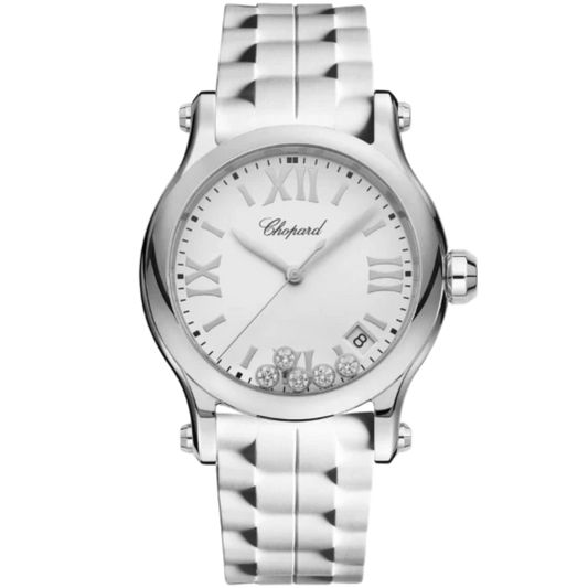 HAPPY SPORT 36 MM LUCENT STEEL™ WITH WHITE DIAL