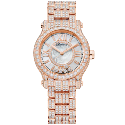 HAPPY SPORT 30 MM ETHICAL ROSE GOLD WITH MOTHER OF PEARL DIAL