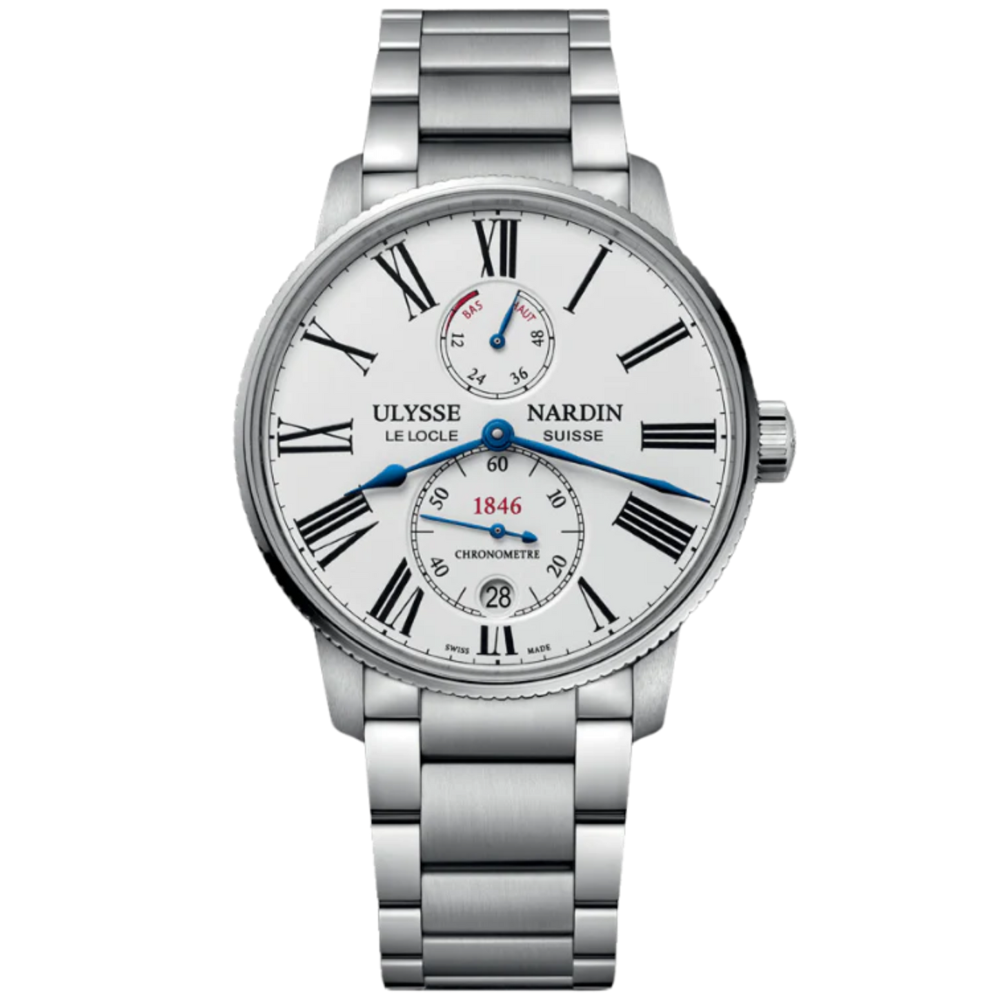 MARINE TORPILLEUR 42 MM STAINLESS STEEL WITH WHITE DIAL
