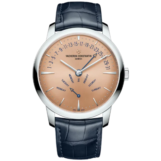 PATRIMONY RETROGRADE DAY-DATE 42 MM PLATINUM 950 WITH SALMON BRASS DIAL