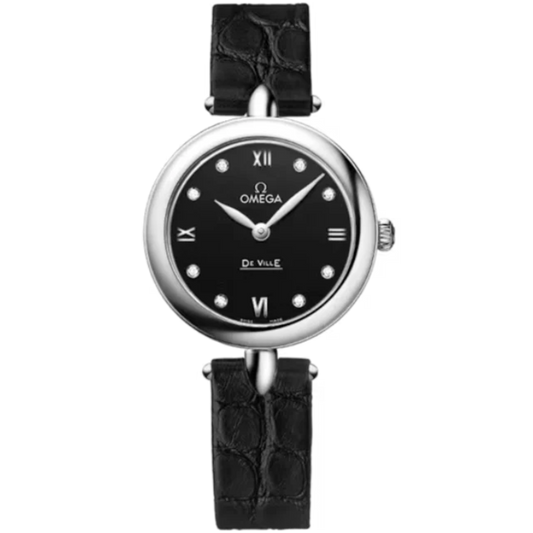 DE VILLE PRESTIGE DEWDROP 27 MM STAINLESS STEEL WITH BLACK DIAL