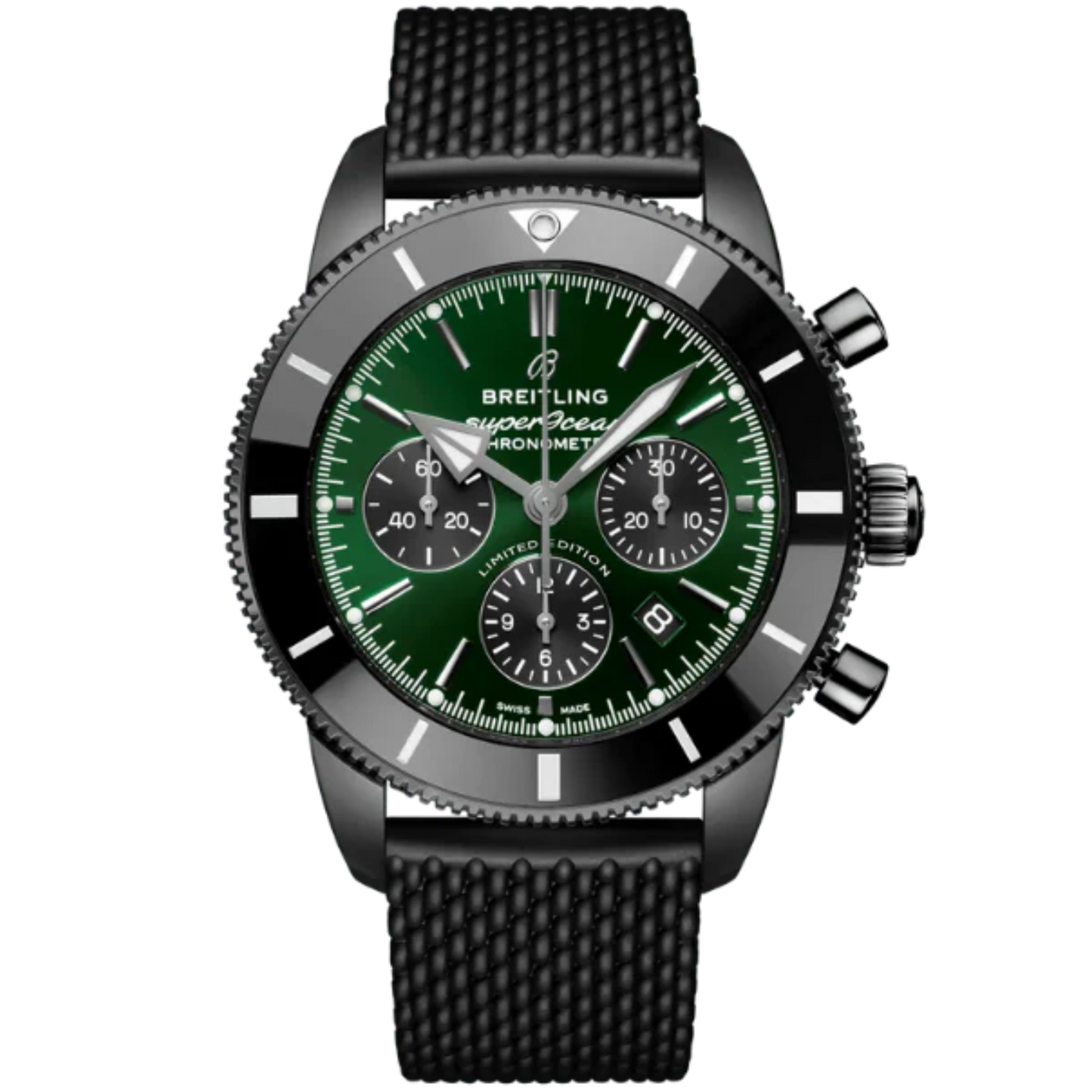 SUPEROCEAN HERITAGE B01 CHRONOGRAPH 44 MM DLC-COATED STAINLESS STEEL WITH GREEN DIAL