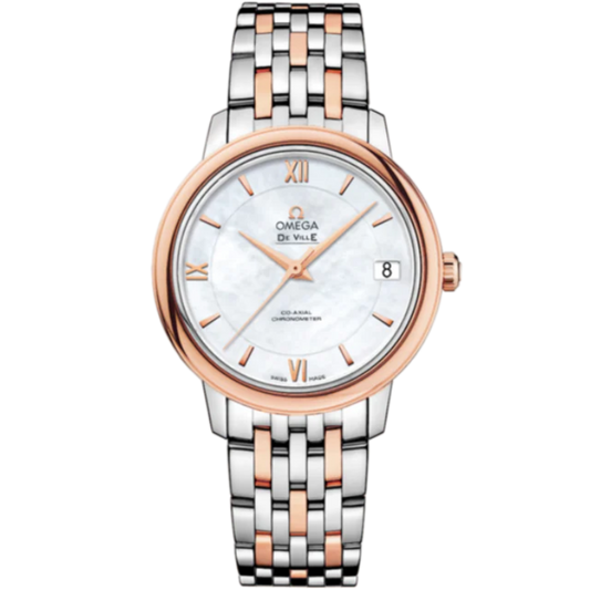 DE VILLE PRESTIGE 33 MM STAINLESS STEEL - RED GOLD WITH MOTHER OF PEARL DIAL