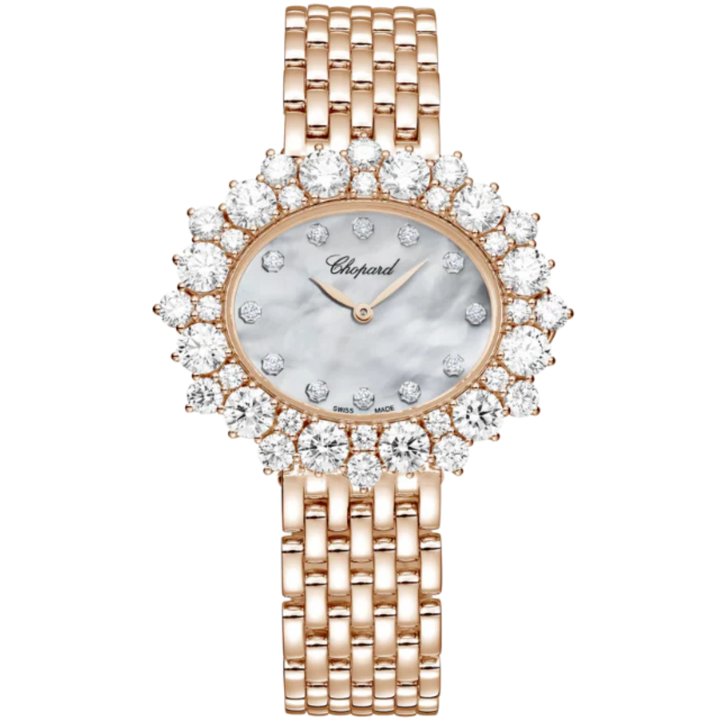 L’HEURE DU DIAMANT OVAL MEDIUM 36 MM ETHICAL ROSE GOLD WITH MOTHER OF PEARL DIAL
