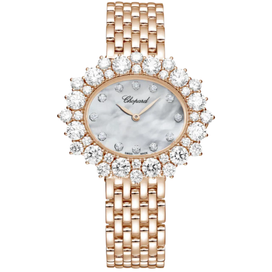 L’HEURE DU DIAMANT OVAL MEDIUM 36 MM ETHICAL ROSE GOLD WITH MOTHER OF PEARL DIAL