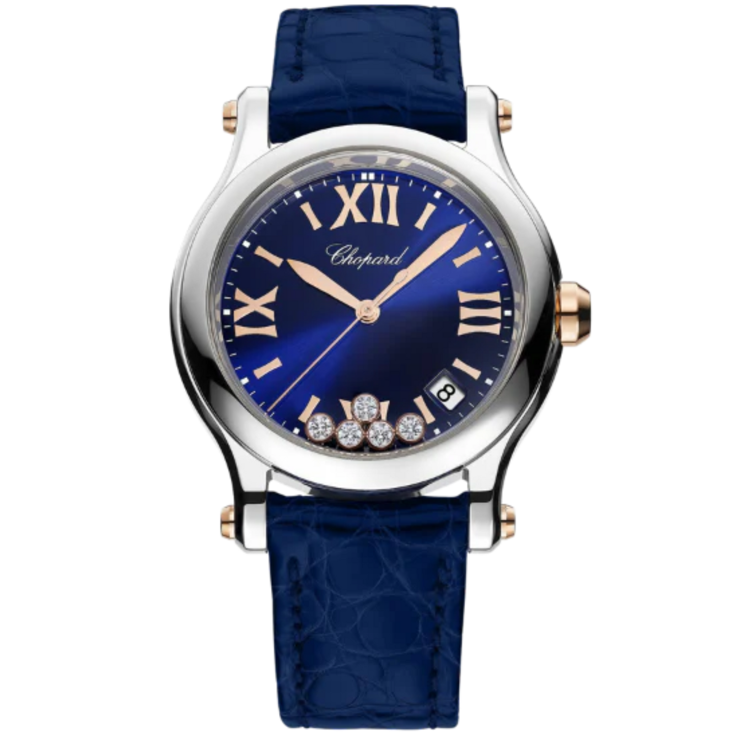HAPPY SPORT 36 MM ETHICAL ROSE GOLD - LUCENT STEEL™ WITH BLUE DIAL