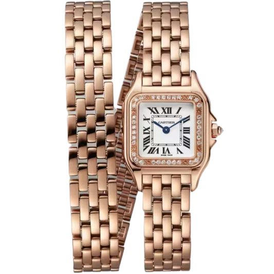 PANTHERE DE CARTIER  30 MM 18K ROSE GOLD WITH SILVER DIAL