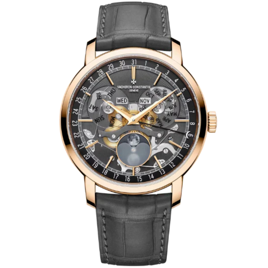 TRADITIONNELLE COMPLETE CALENDAR OPENFACE 41 MM ROSE GOLD WITH BLACK BRASS DIAL