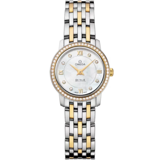 DE VILLE PRESTIGE 24 MM STAINLESS STEEL - YELLOW GOLD WITH MOTHER OF PEARL DIAL