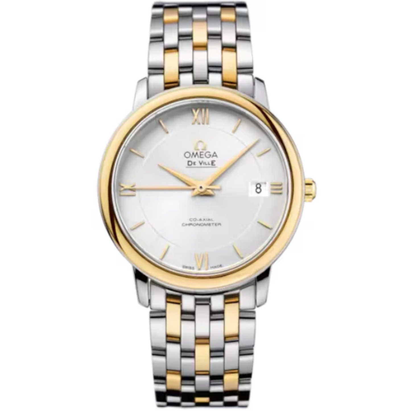 DE VILLE PRESTIGE 37 MM STAINLESS STEEL - YELLOW GOLD WITH SILVER DIAL
