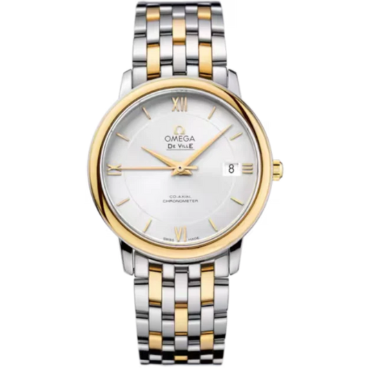 DE VILLE PRESTIGE 37 MM STAINLESS STEEL - YELLOW GOLD WITH SILVER DIAL