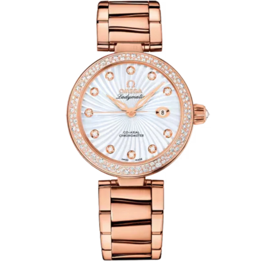 DE VILLE LADYMATIC 34 MM RED GOLD WITH MOTHER OF PEARL DIAL