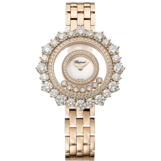 HAPPY DIAMONDS JOAILLERIE 36 MM ETHICAL ROSE GOLD WITH MOTHER OF PEARL DIAL