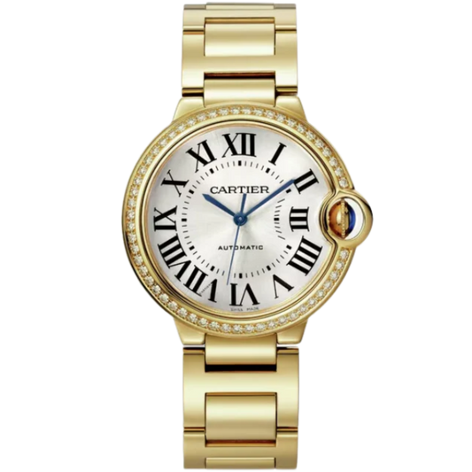 BALLON BLEU DE CARTIER 36 MM YELLOW GOLD WITH SILVER SUNRAY EFFECT DIAL