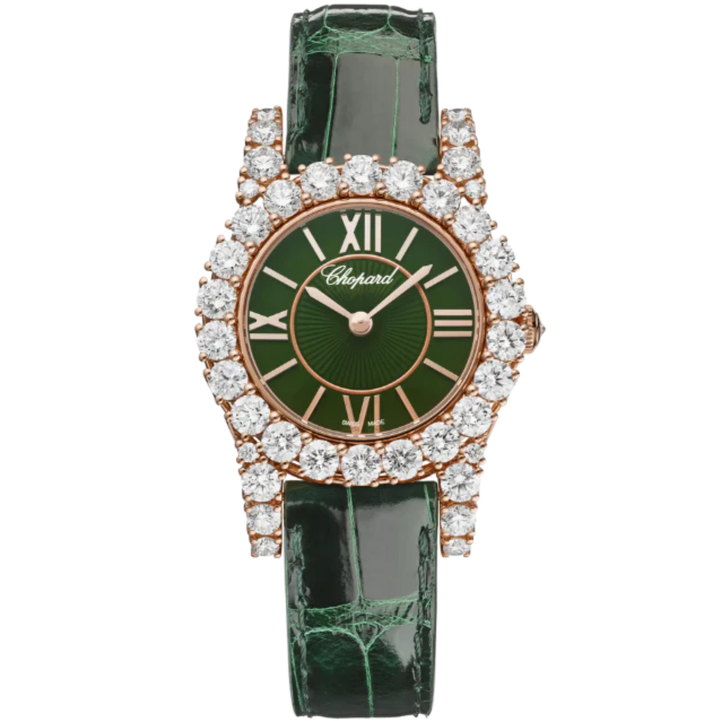L’HEURE DU DIAMANT ROUND SMALL 30 MM ETHICAL ROSE GOLD WITH GREEN DIAL