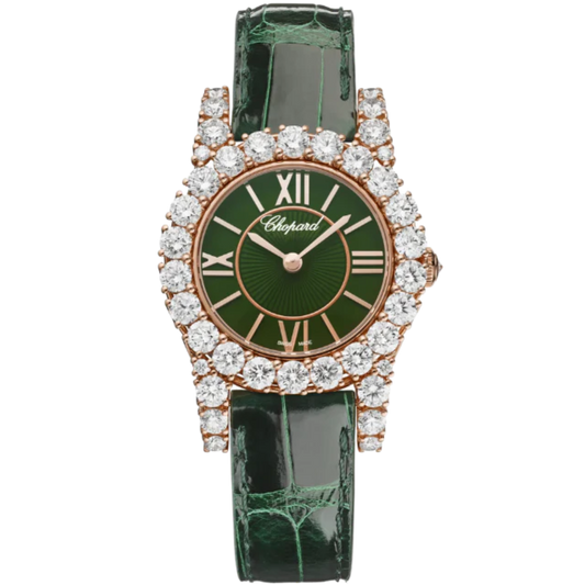 L’HEURE DU DIAMANT ROUND SMALL 30 MM ETHICAL ROSE GOLD WITH GREEN DIAL