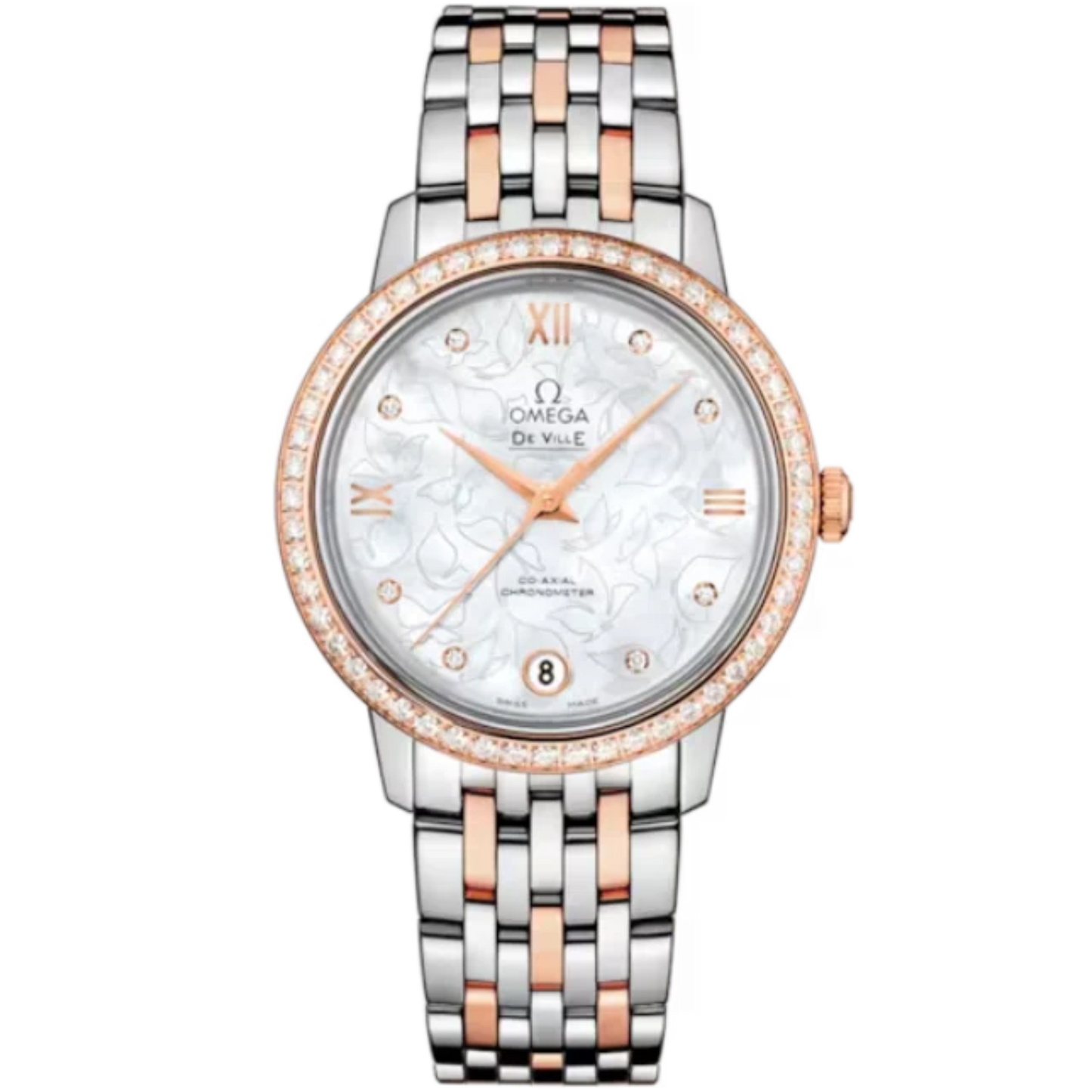 DE VILLE PRESTIGE BUTTERFLY 33 MM STAINLESS STEEL - RED GOLD WITH MOTHER OF PEARL DIAL