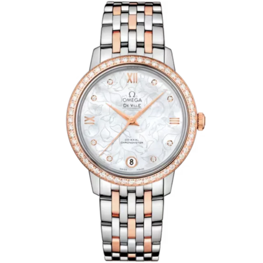 DE VILLE PRESTIGE BUTTERFLY 33 MM STAINLESS STEEL - RED GOLD WITH MOTHER OF PEARL DIAL