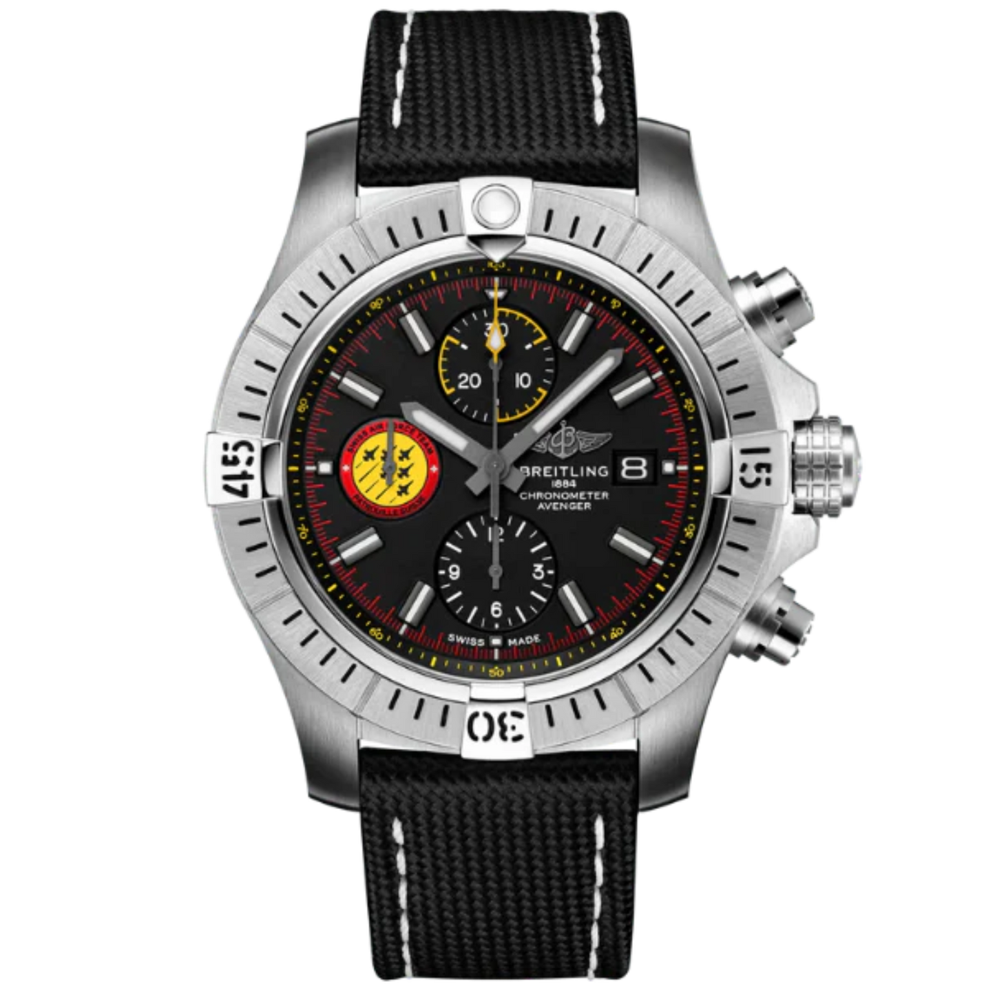 AVENGER CHRONOGRAPH SWISS AIR FORCE TEAM 45 MM STAINLESS STEEL AND BLACK DIAL