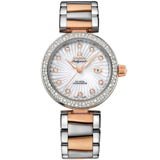 DE VILLE LADYMATIC 34 MM STAINLESS STEEL - RED GOLD WITH MOTHER OF PEARL DIAL