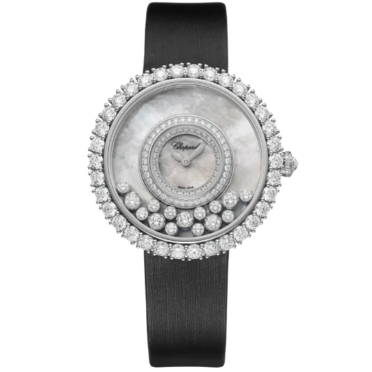 HAPPY DIAMONDS JOAILLERIE 38 MM ETHICAL WHITE GOLD WITH MOTHER OF PEARL DIAL
