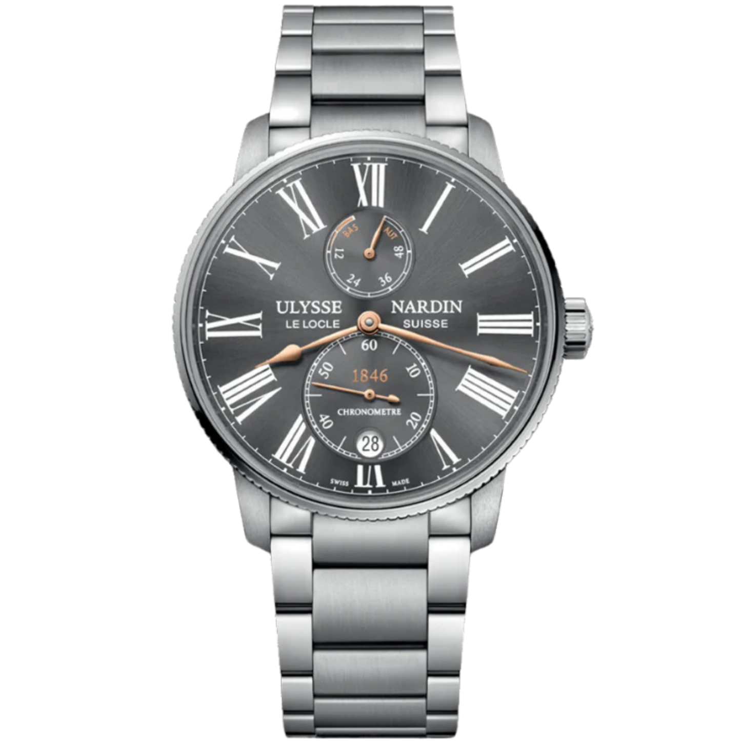 MARINE TORPILLEUR 42 MM STAINLESS STEEL WITH GREY DIAL