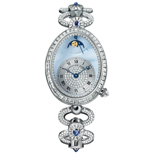 REINE DE NAPLES 8909 38 MM WHITE GOLD WITH BLUE MOTHER OF PEARL DIAL