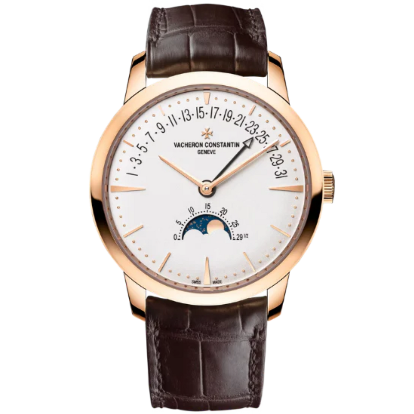 PATRIMONY MOON PHASE RETROGRADE DATE 42 MM PINK GOLD WITH WHITE BRASS DIAL