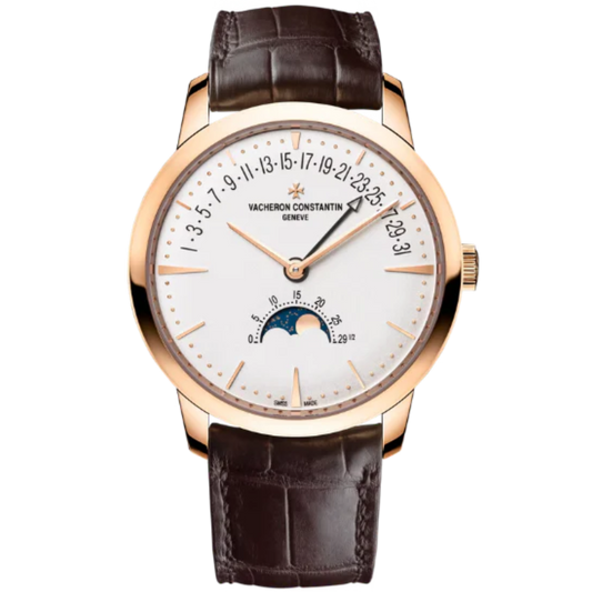 PATRIMONY MOON PHASE RETROGRADE DATE 42 MM PINK GOLD WITH WHITE BRASS DIAL