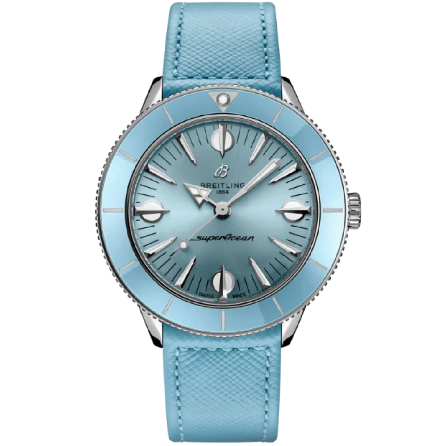 SUPEROCEAN HERITAGE '57 PASTEL PARADISE 38 MM STAINLESS STEEL WITH AQUAMARINE BLUE DIAL