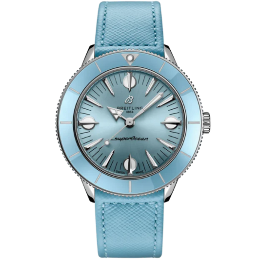 SUPEROCEAN HERITAGE '57 PASTEL PARADISE 38 MM STAINLESS STEEL WITH AQUAMARINE BLUE DIAL
