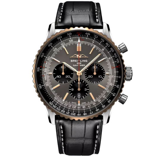 NAVITIMER B01 CHRONOGRAPH 46 MM STAINLESS STEEL AND 18K ROSE GOLD WITH BLACK DIAL