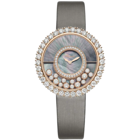 HAPPY DIAMONDS JOAILLERIE 38 MM ETHICAL ROSE GOLD WITH BLACK TAHITIAN MOTHER OF PEARL DIAL