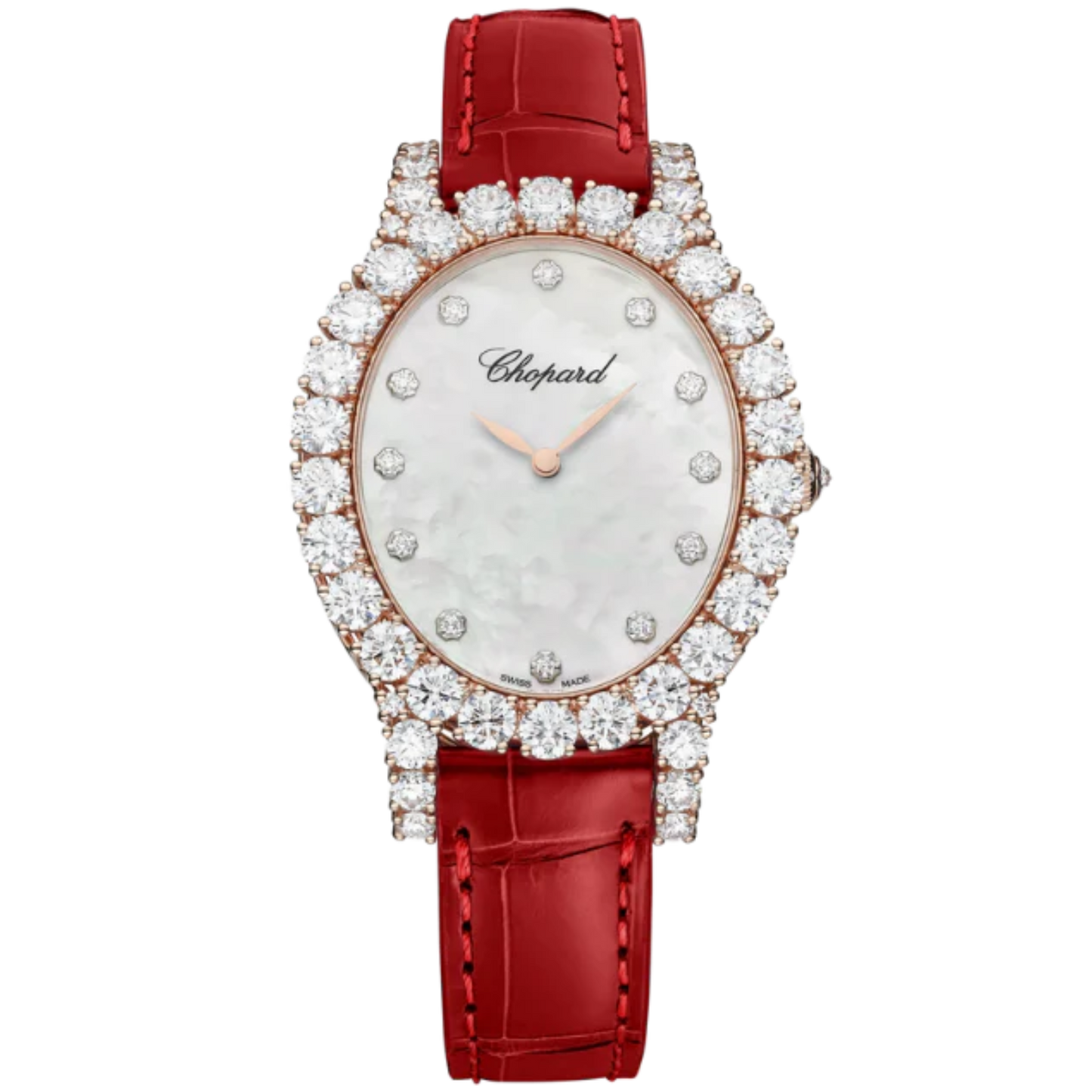 L'HEURE DU DIAMANT OVAL 40 MM ETHICAL ROSE GOLD WITH MOTHER OF PEARL DIAL