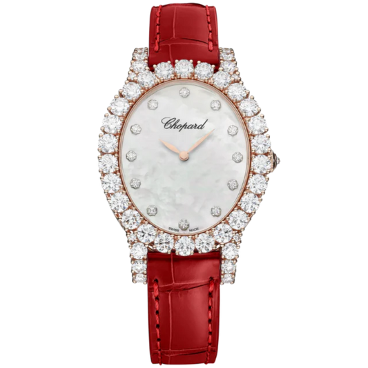 L'HEURE DU DIAMANT OVAL 40 MM ETHICAL ROSE GOLD WITH MOTHER OF PEARL DIAL