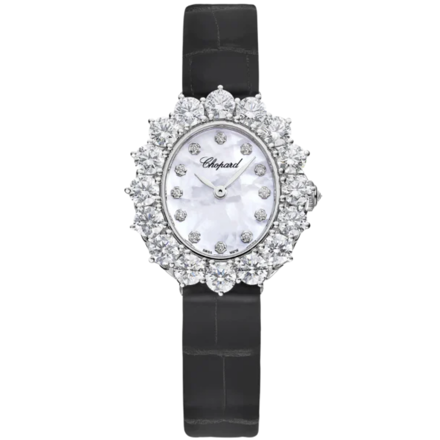 L'HEURE DU DIAMANT 30 MM ETHICAL WHITE GOLD WITH MOTHER OF PEARL DIAL
