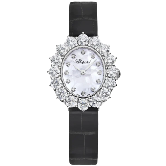 L'HEURE DU DIAMANT 30 MM ETHICAL WHITE GOLD WITH MOTHER OF PEARL DIAL