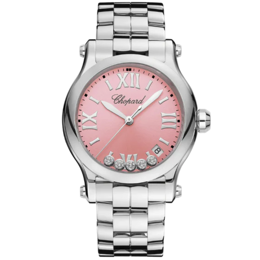 HAPPY SPORT 36 MM LUCENT STEEL™ WITH PINK DIAL