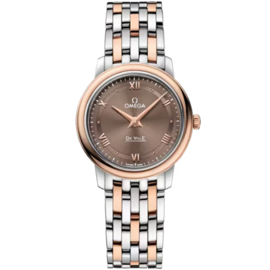 DE VILLE PRESTIGE 27 MM STAINLESS STEEL - RED GOLD WITH BROWN DIAL