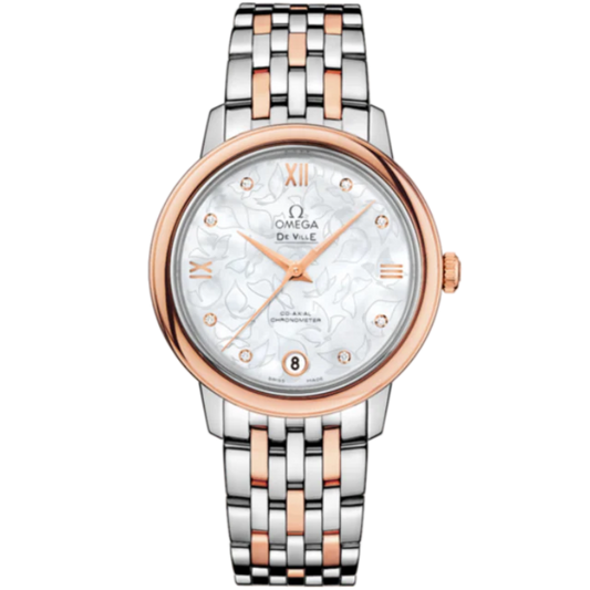 DE VILLE PRESTIGE BUTTERFLY 33 MM STAINLESS STEEL - RED GOLD WITH MOTHER OF PEARL DIAL