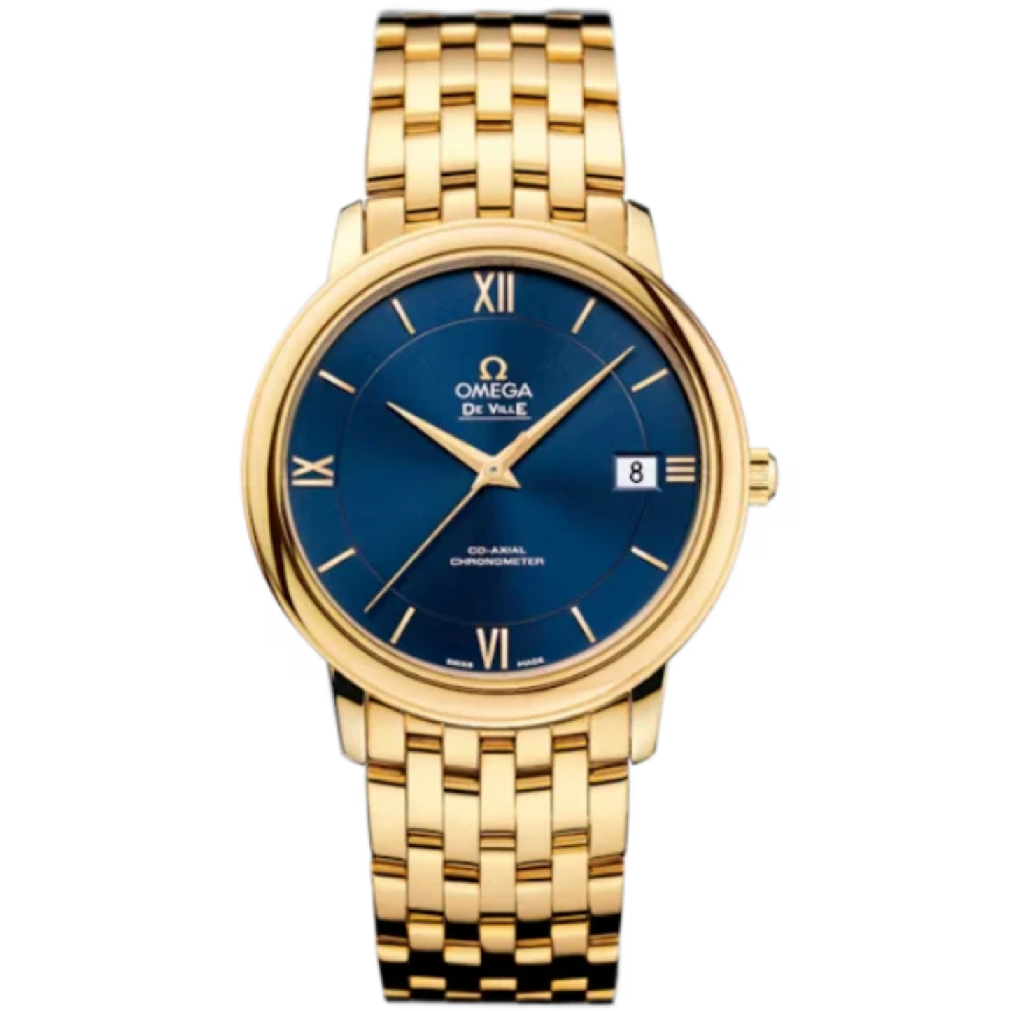 DE VILLE PRESTIGE 37 MM YELLOW GOLD WITH BLUE DIAL